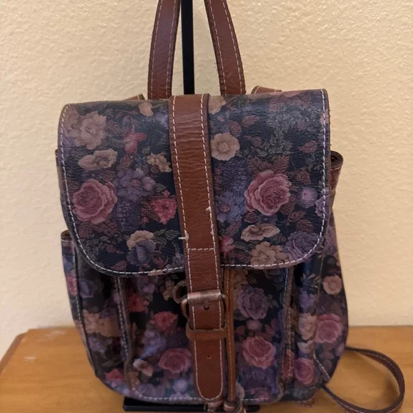 Patricia Nash Black Floral Backpack Patricia Nash Seluci Heritage Collection Black Leather  main image 4